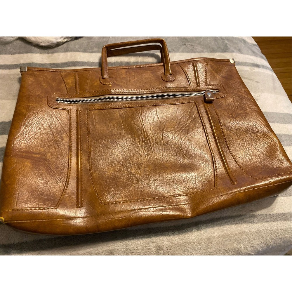 Vintage Escort American Tourist portfolio bag 17"x12" Genuine Brown Leather 1975